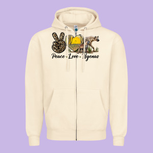 Peace Love Hyenas Zipper Hoodie Designed By Lillyallendesigns