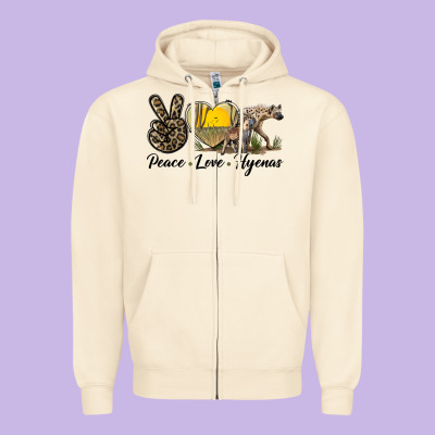 Peace Love Hyenas Zipper Hoodie Designed By Lillyallendesigns