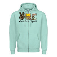 Seafoam Peace Love Hyenas Zipper Hoodie - LillyAllenDesigns