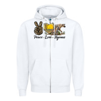 White Peace Love Hyenas Zipper Hoodie - LillyAllenDesigns