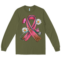 Army Green Cancer Ribbon Stethoscope Daisy Butterfly Long Sleeve Tee - Artiststas