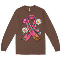 Chestnut Cancer Ribbon Stethoscope Daisy Butterfly Long Sleeve Tee - Artiststas