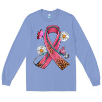 Colony Blue Cancer Ribbon Stethoscope Daisy Butterfly Long Sleeve Tee - Artiststas
