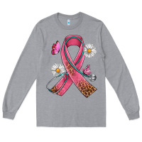 Heather Grey Cancer Ribbon Stethoscope Daisy Butterfly Long Sleeve Tee - Artiststas