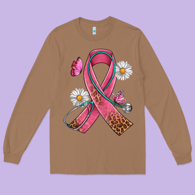 Cancer Ribbon Stethoscope Daisy Butterfly Long Sleeve Tee Designed By Artiststas