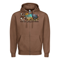 Chestnut Peace Love Jersey Giant Chicken Zipper Hoodie - LillyAllenDesigns