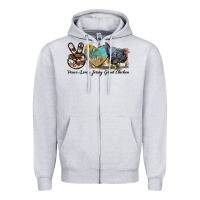 Heather Grey Peace Love Jersey Giant Chicken Zipper Hoodie - LillyAllenDesigns
