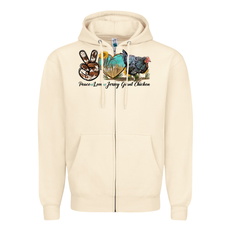 Peace Love Jersey Giant Chicken Zipper Hoodie by LillyAllenDesigns | Teevron