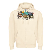 Sandshell Peace Love Jersey Giant Chicken Zipper Hoodie - LillyAllenDesigns