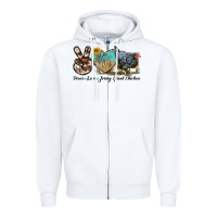 White Peace Love Jersey Giant Chicken Zipper Hoodie - LillyAllenDesigns