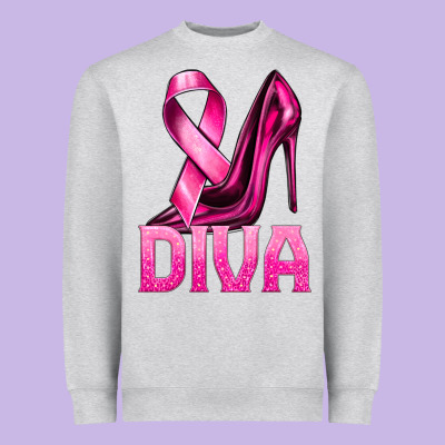 Breast Cancer Diva Ribbon And Heels Heavyweight Sweatshirt Designed By Texasbilliewilder