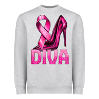 Heather Grey Breast Cancer Diva Ribbon and Heels Heavyweight Sweatshirt - texasbilliewilder