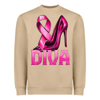 Mushroom Breast Cancer Diva Ribbon and Heels Heavyweight Sweatshirt - texasbilliewilder