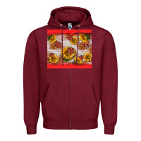 Burgundy ladybug sunflower Zipper Hoodie - BarkalooDesign