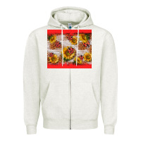 Oatmeal Heather ladybug sunflower Zipper Hoodie - BarkalooDesign