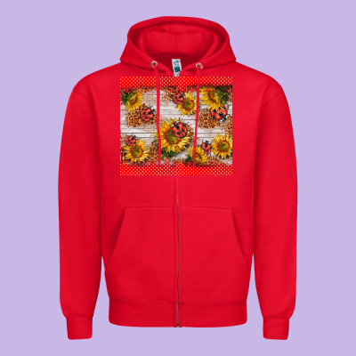 Ladybug Sunflower Zipper Hoodie Designed By Barkaloodesign