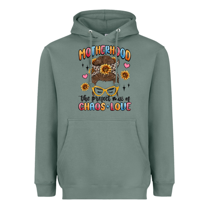 Motherhood The Perfect Mix Of Chaos And Love Heavyweight Hoodie by MaliasSmallBusiness | Teevron