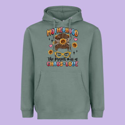 Motherhood The Perfect Mix Of Chaos And Love Heavyweight Hoodie Designed By Maliassmallbusiness