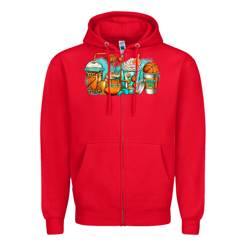 Basketball Coffee Cups Zipper Hoodie by Jasminsmagicworld | Teevron