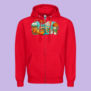 Basketball Coffee Cups Zipper Hoodie Designed By Jasminsmagicworld