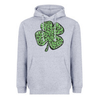 Heather Grey leopard shamrock Heavyweight Hoodie - MaliasSmallBusiness