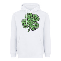 White leopard shamrock Heavyweight Hoodie - MaliasSmallBusiness