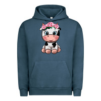 Pigment Midnight Navy cute cow Urban Hoodie - texasbilliewilder