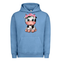 Pigment Pebble Blue cute cow Urban Hoodie - texasbilliewilder