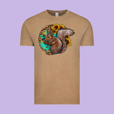 Western Squirrel With Sunflowers Vintage Tee Designed By Cowhidedigitalart