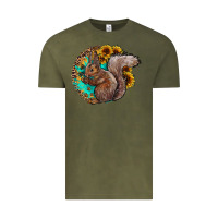 Vintage Olive western squirrel with sunflowers Vintage Tee - CowhideDigitalArt
