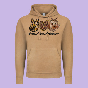 Peace Love Cockapoo Vintage Hoodie Designed By Ranaportraitstore