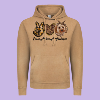 Peace Love Cockapoo Vintage Hoodie Designed By Ranaportraitstore