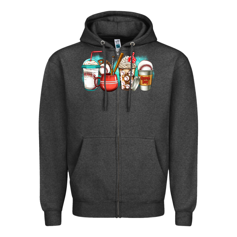 Baseball Coffee Cups Zipper Hoodie by Jasminsmagicworld | Teevron