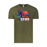 Vintage Olive Red white rawr 4th of july Vintage Tee - CowGirlArtShop