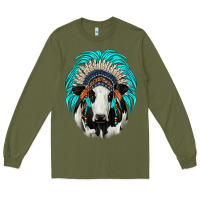 Army Green holstein indian headdress Long Sleeve Tee - JahusDesignShop