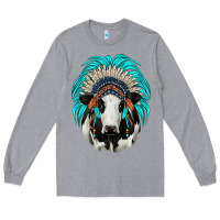 Heather Grey holstein indian headdress Long Sleeve Tee - JahusDesignShop