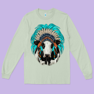 Holstein Indian Headdress Long Sleeve Tee Designed By Jahusdesignshop