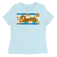 Baby Blue shalom with olive branch Ladies Tee - AdoDesignShop