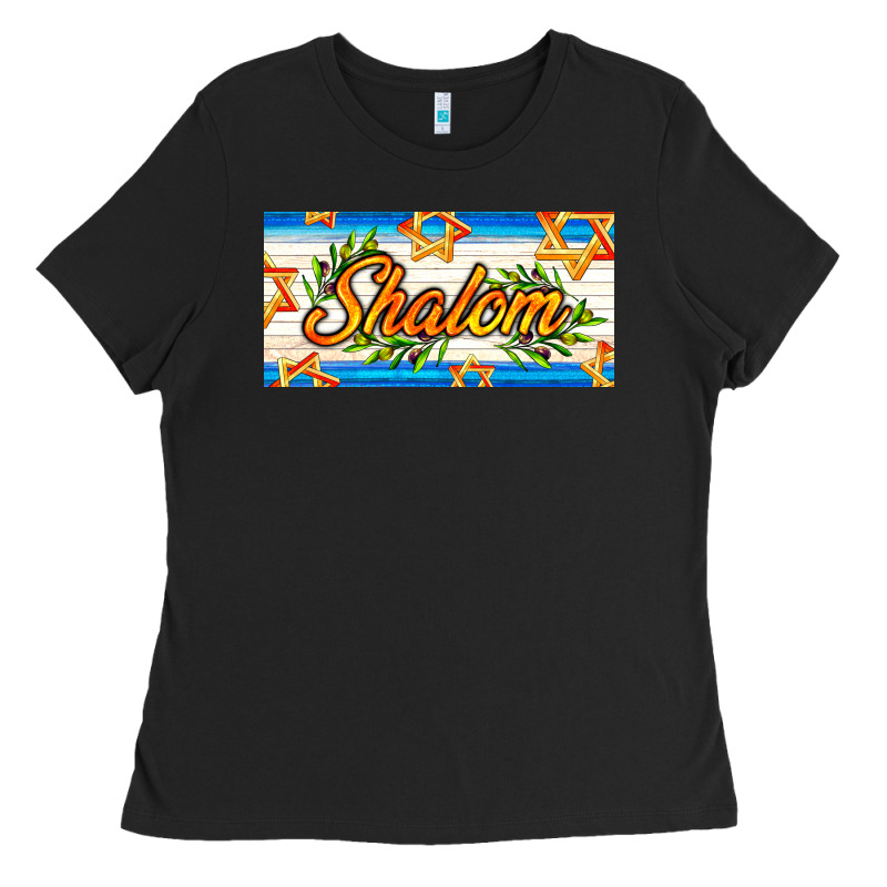 Shalom With Olive Branch Ladies Tee by AdoDesignShop | Teevron