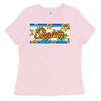 Bubblegum Pink shalom with olive branch Ladies Tee - AdoDesignShop