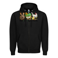 Black Peace Love Leghorn Chicken Zipper Hoodie - LillyAllenDesigns