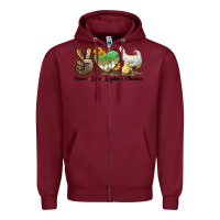 Burgundy Peace Love Leghorn Chicken Zipper Hoodie - LillyAllenDesigns