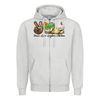 Dove Grey Peace Love Leghorn Chicken Zipper Hoodie - LillyAllenDesigns