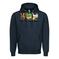 Navy Peace Love Leghorn Chicken Zipper Hoodie - LillyAllenDesigns