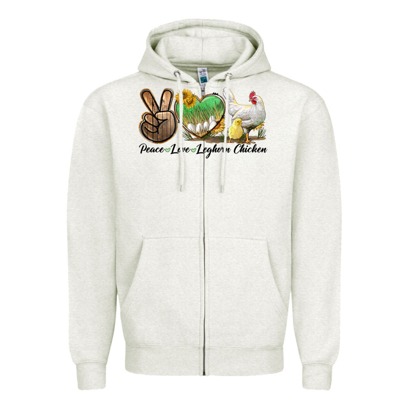 Peace Love Leghorn Chicken Zipper Hoodie by LillyAllenDesigns | Teevron