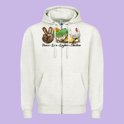 Peace Love Leghorn Chicken Zipper Hoodie Designed By Lillyallendesigns