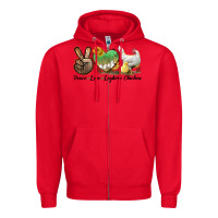 Red Peace Love Leghorn Chicken Zipper Hoodie - LillyAllenDesigns