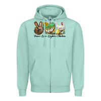 Seafoam Peace Love Leghorn Chicken Zipper Hoodie - LillyAllenDesigns