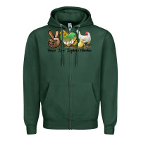 Sports Green Peace Love Leghorn Chicken Zipper Hoodie - LillyAllenDesigns