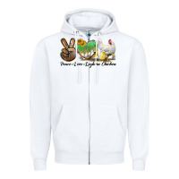 White Peace Love Leghorn Chicken Zipper Hoodie - LillyAllenDesigns